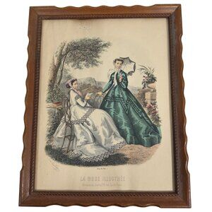 La Mode Illustrée Fashion Print Framed Antique Victorian Artwork Leroy Imp Paris